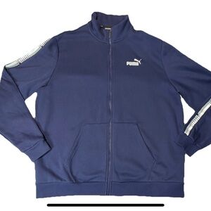 Puma Men’s Size XXL Full Zip Up Sweatshirt Blue w White Logo